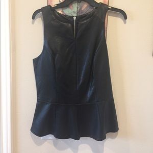 Faux leather peplum top